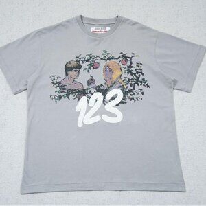 RIVINGTON ROI REBIS Fun Graffiti Print T Shirt Gray Short Sleeve